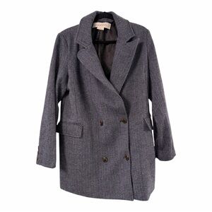 Chic Double-Breasted Gray/Navy Pea Coat‎